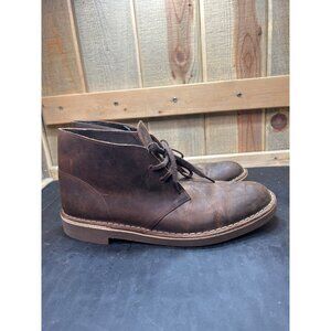 Clarks Mens Distressed Leather Chukka Boots 9M Brown Lace-Up Casual Ankle Shoes